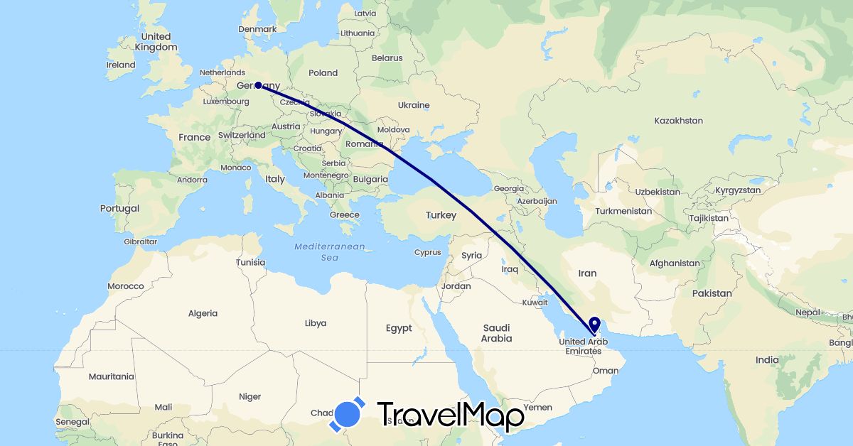 TravelMap itinerary: driving in United Arab Emirates, Germany (Asia, Europe)